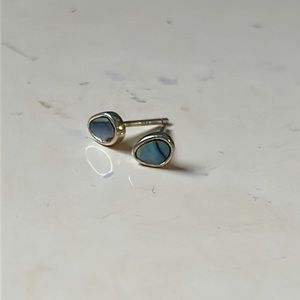 Tiny labradorite teardrop stud earrings